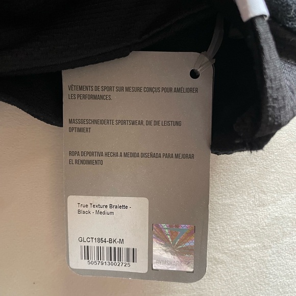 Gymshark True Texture Bralette - Black NWT - Picture 5 of 8
